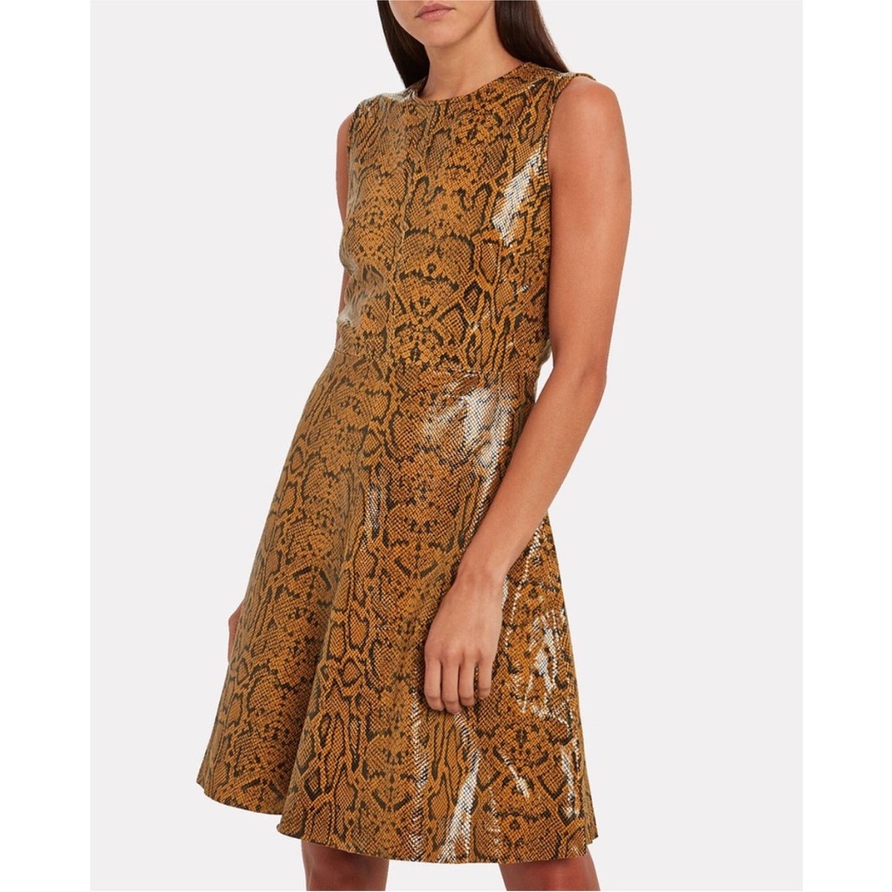 Notes Du Nord Snake Print Sleeveless Leather Dress